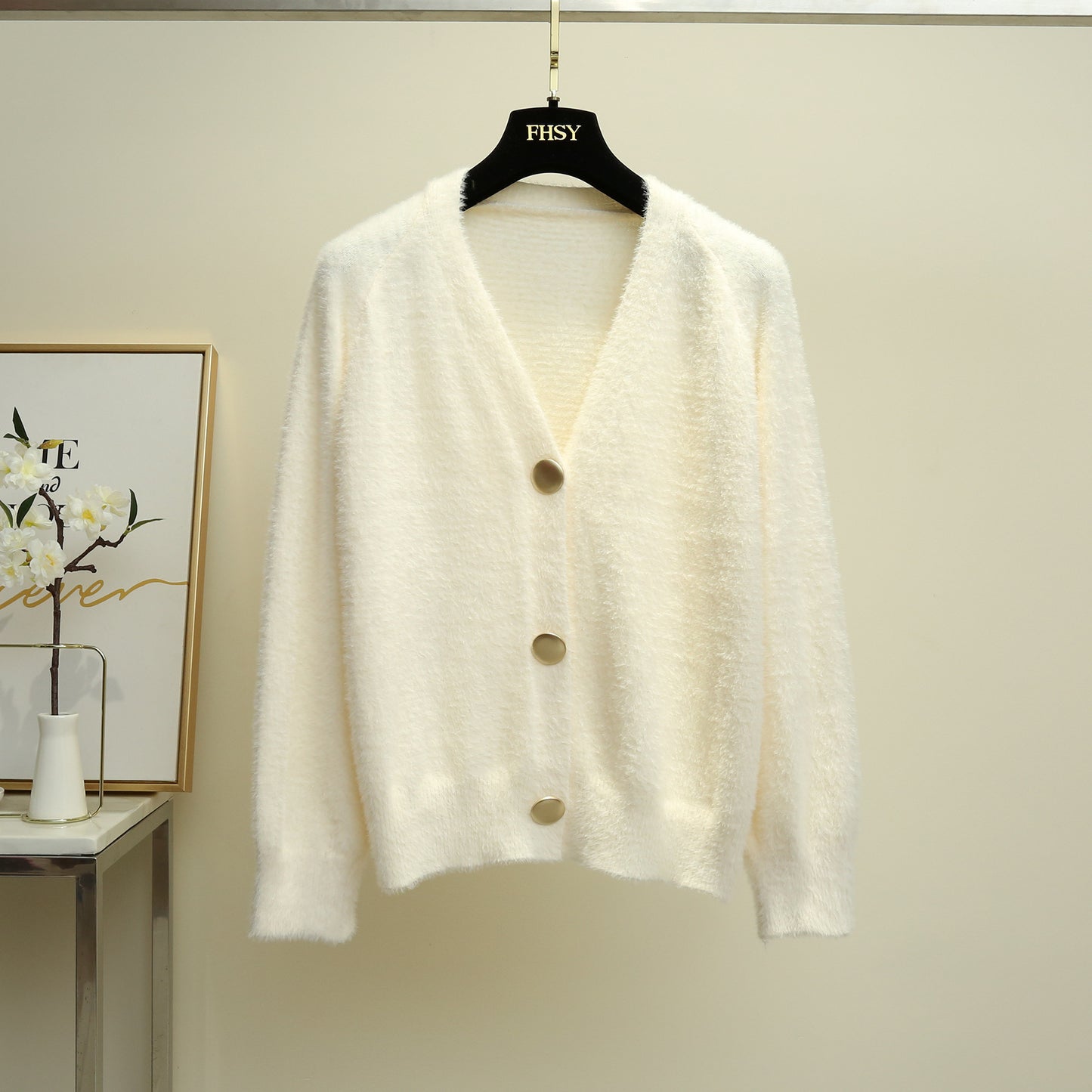 Mink Fleece Drop Shoulder Loose Knit Jacket