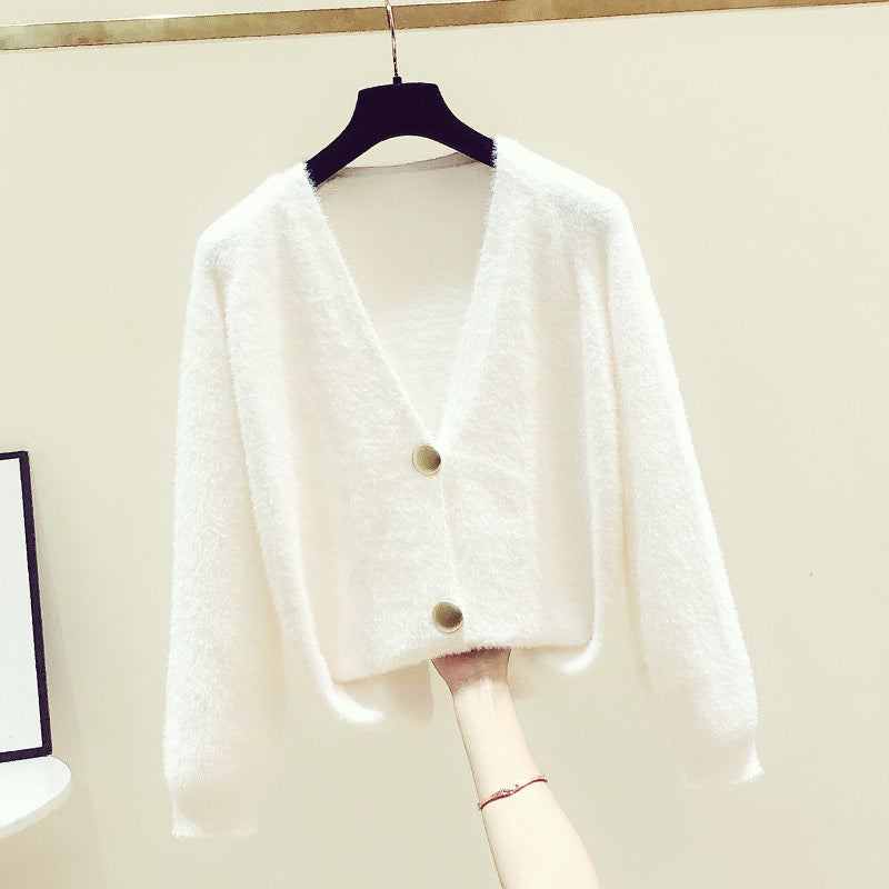 Mink Fleece Drop Shoulder Loose Knit Jacket