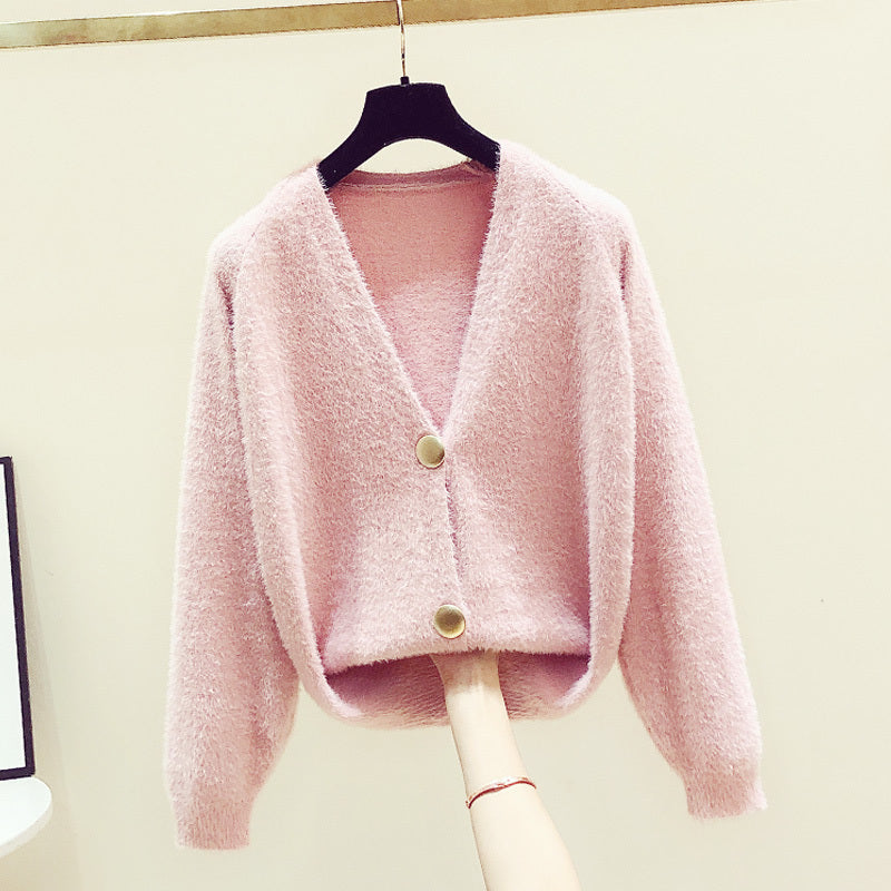 Mink Fleece Drop Shoulder Loose Knit Jacket