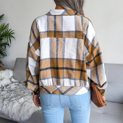 Women's  Flannel Long Sleeve Plaid Coat Jacket