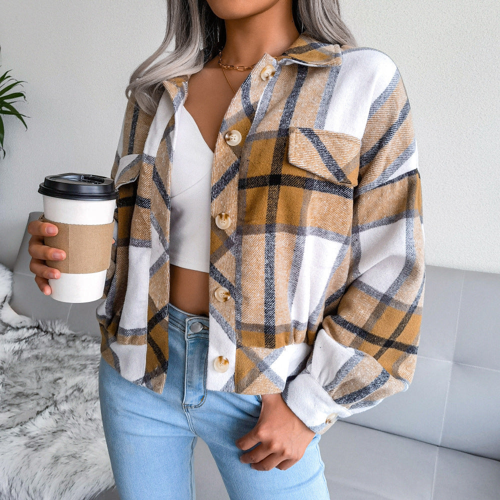 Women's  Flannel Long Sleeve Plaid Coat Jacket