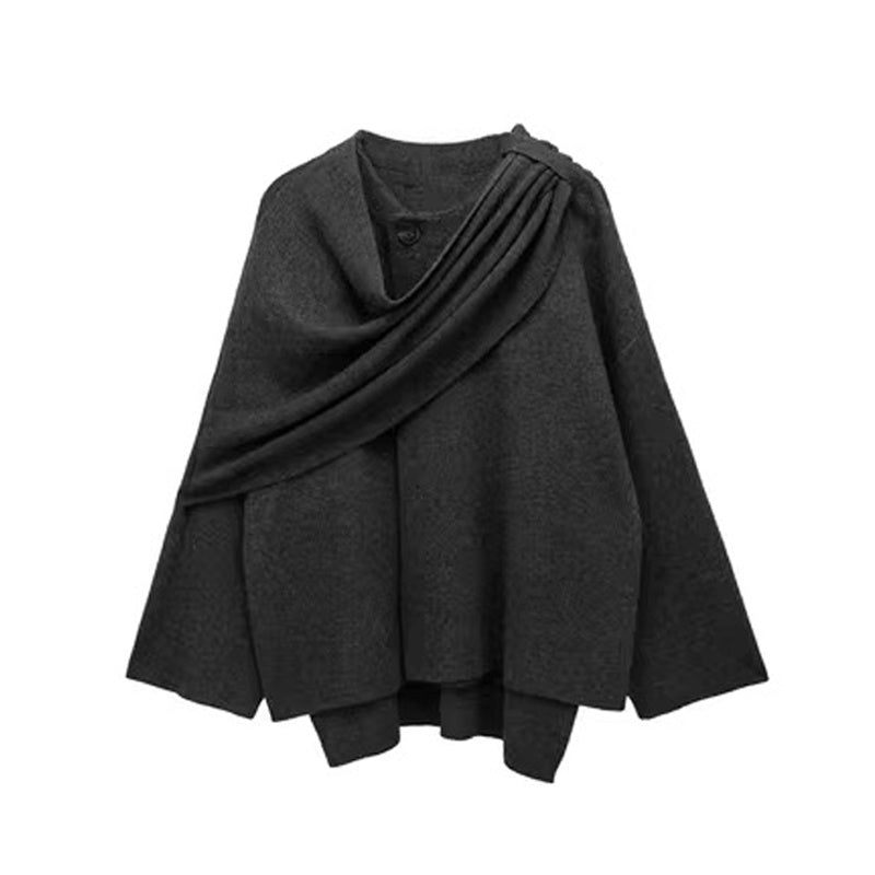 weftvy's short knit asymmetrical  cardigan